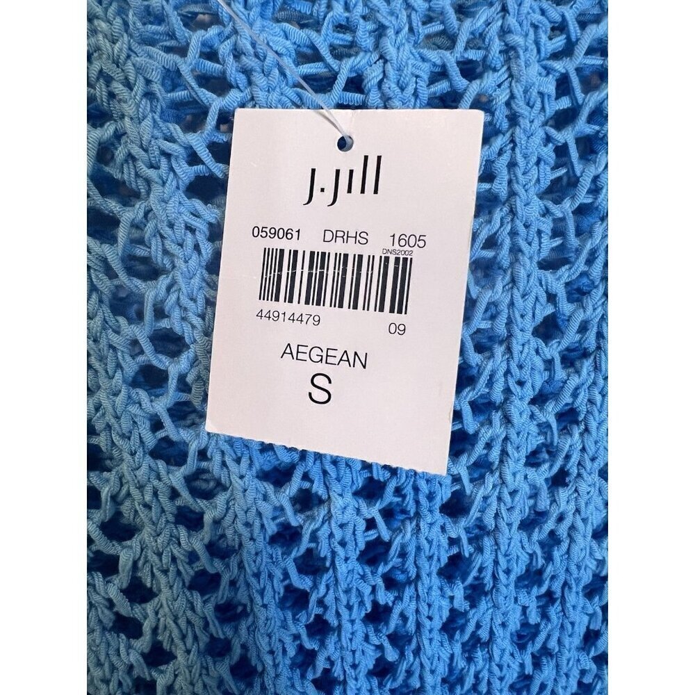 J. Jill Turquoise Open Stitch Knit Aegean Small Pullover 3/4 Sleeve Sweater NWT - Picture 7 of 10